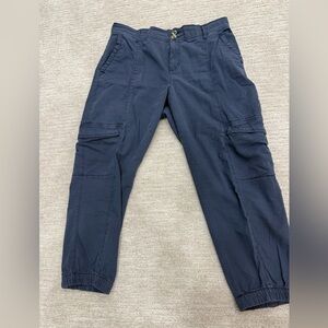 Sonoma Navy Cargo Pants with Relaxed Fit and Elastic Cuffs